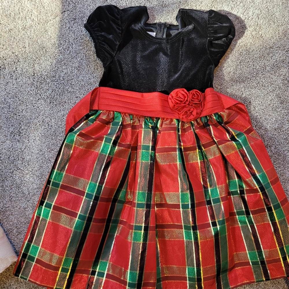 Iris & Ivy black velvet and plaid dress size 5